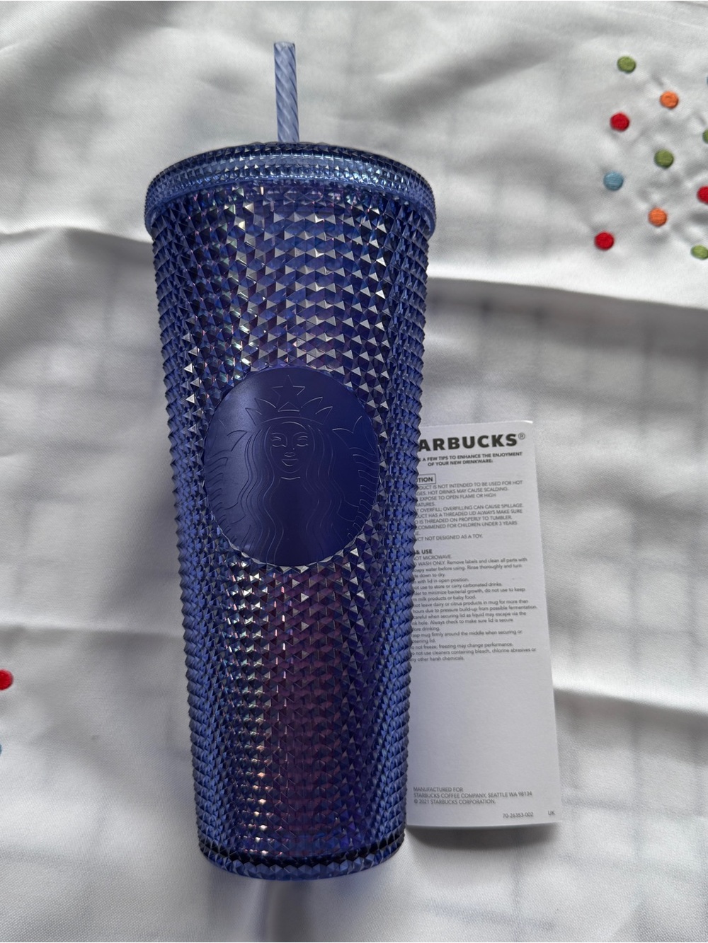 NWT Starbucks Disney World 50th Anniversary Studded Tumbler Blue Purple 24oz